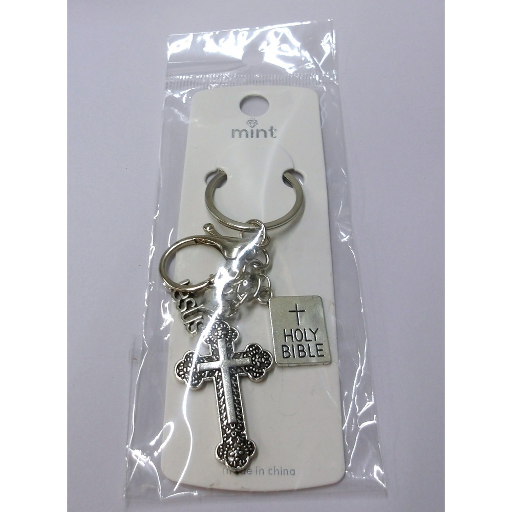 Religious‎ Keychain Set Cross Holy Bible Jesus Charms Bag Charms / #26684